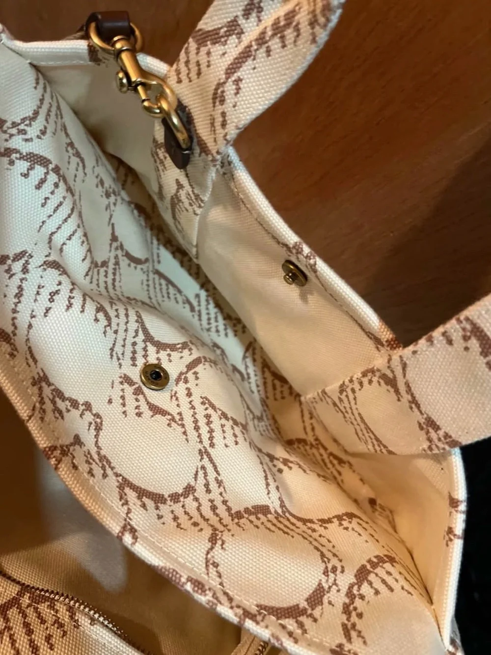 Coach Tote in Cream and Brown Signature Print
